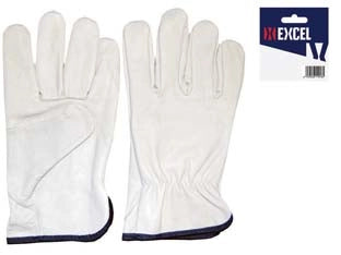 GUANTI DA LAVORO IN PELLE BOVINA BIANCO- - tg.10 - 12 blister EXCEL