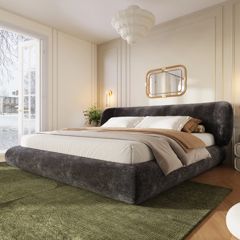 Letto matrimoniale imbottito 140 x 200 cm grigio