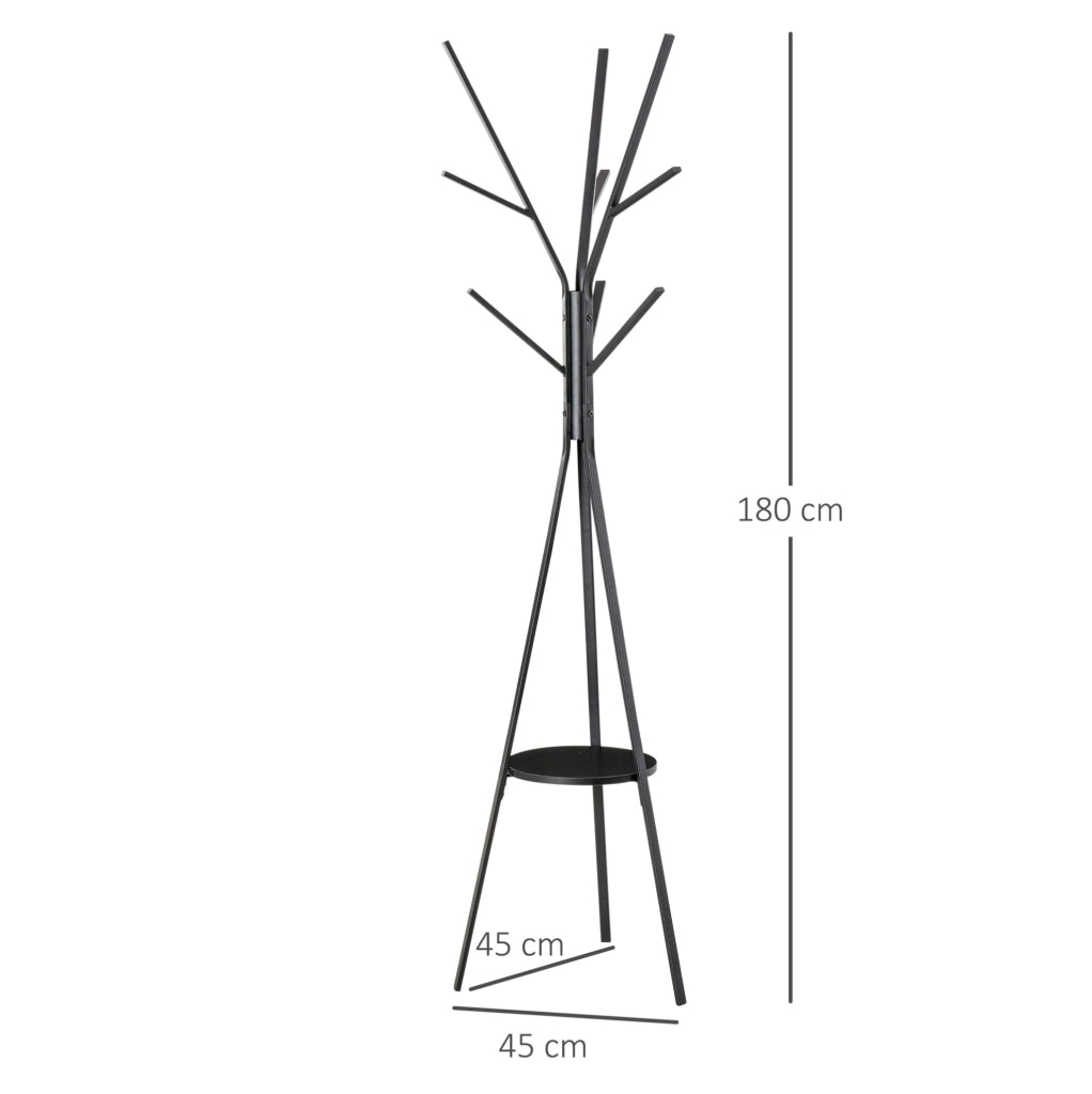 Appendiabiti in metallo nero con 3 bastoni e 8 ganci, 180 cm, guardaroba da ingresso moderno