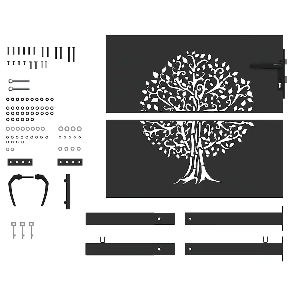 Cancello da giardino con blocco Nero 110 x 105 cm CFW7425424