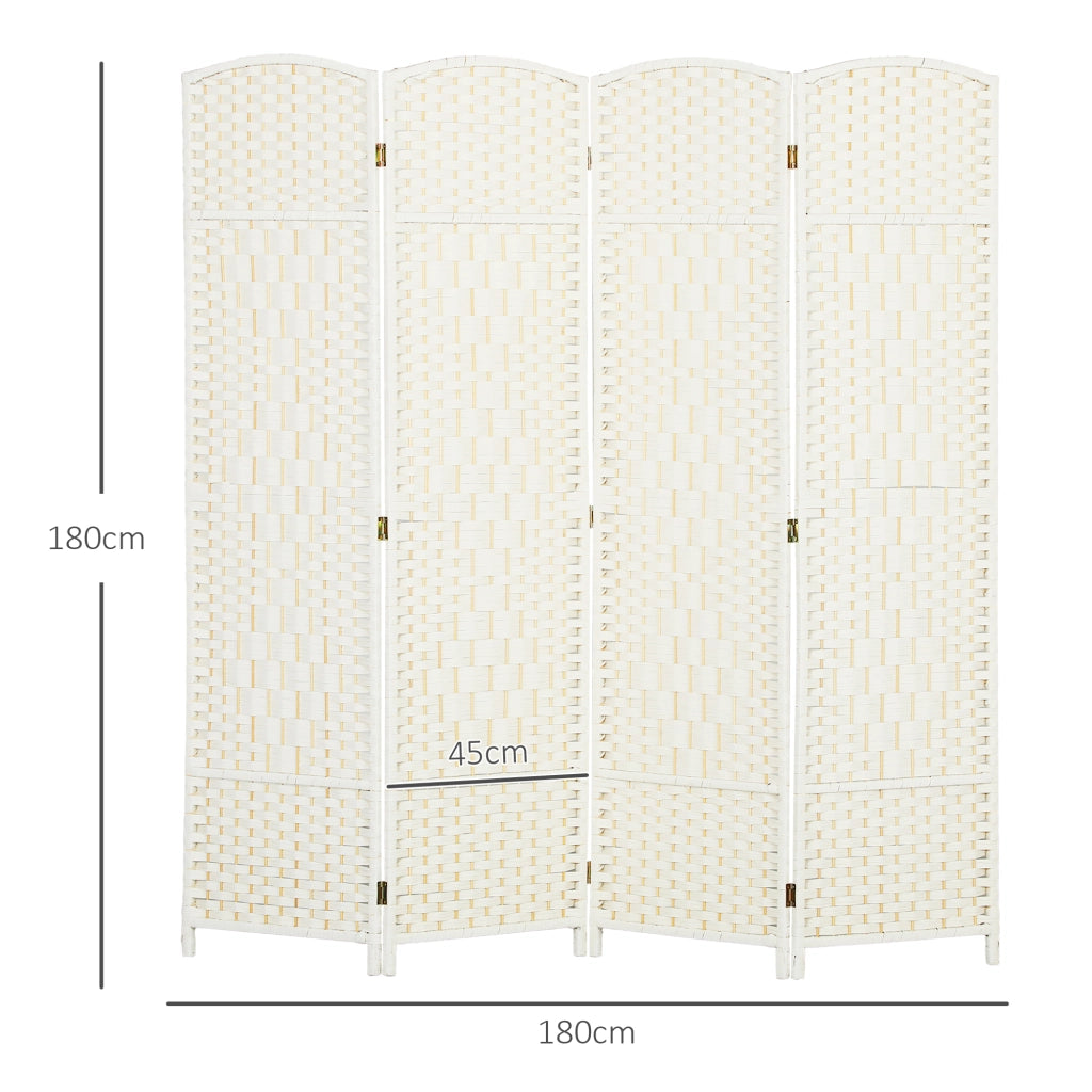 Paravento divisorio 4 pannelli pieghevole ¨C Xylo ¨C legno bianco 180x180 cm