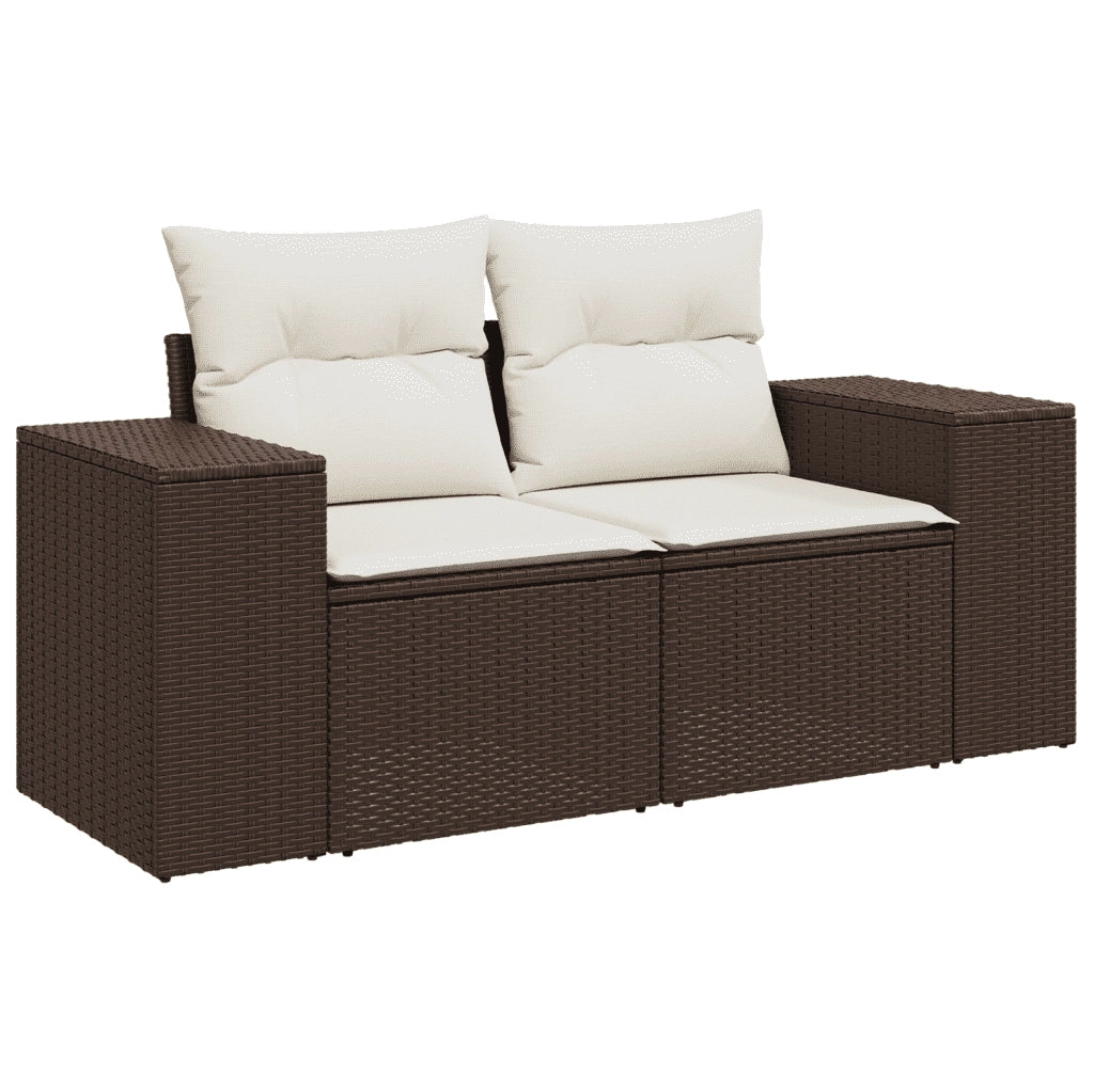 Set Divano da Giardino 5 pz con Cuscini Marrone in Polyrattan 3222552