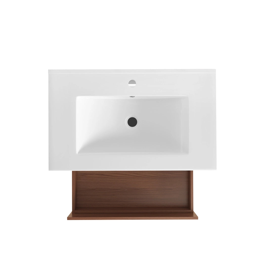Armadietto da bagno con 2 cassetti scorrevoli silenziosi in MDF marrone rossiccio larghezza 75 cm