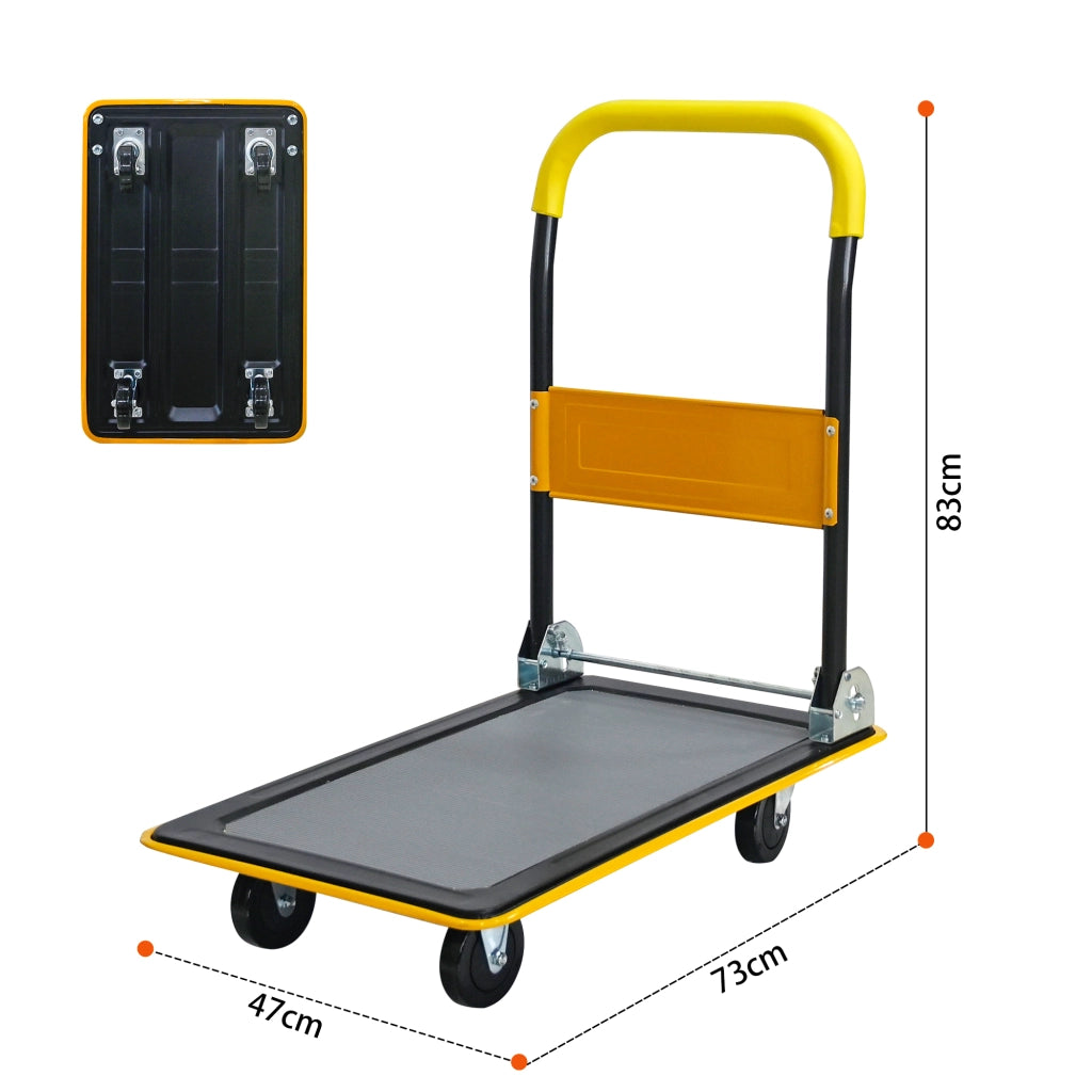 Carrello portapacchi pieghevole in acciaio giallo con ruote in poliuretano girevoli a 360° portata 150 kg