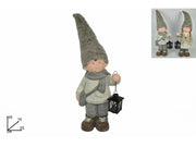 Decorazione Casa Natale Bimbo o Bimba con Cappello Pelliccia e Lanterna 45 cm