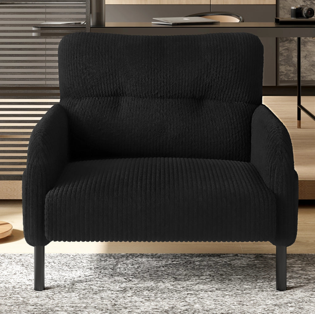 Poltrona singola in velluto di cotone con struttura in metallo, tasche laterali, 67x75x79 cm, adatta per soggiorno e ufficio