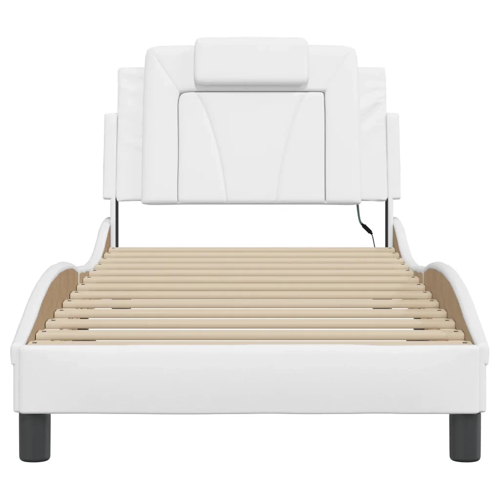 Letto singolo | Letto per adulti | Giroletto Viana con LED senza Materasso Bianco 80x200 cm