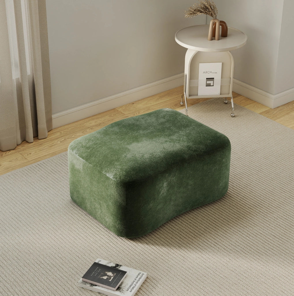 Divano modulare in velluto verde con pouf abbinabile
