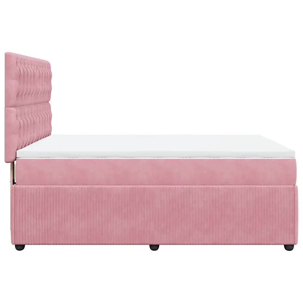 Giroletto a Molle con Materasso Rosa 160x200 cm in Velluto