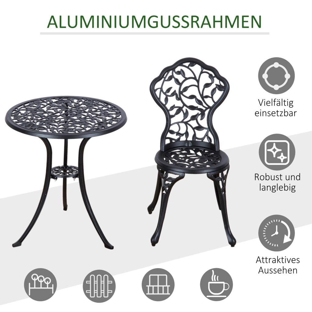 SET BISTRO 3 PEZZI 60x60 cm Alluminio Nero
