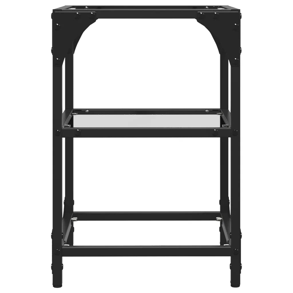 Tavolino Salotto con Piano Vetro Trasparente-Tavolino da soggiorno 30x30x45cm Acciaio