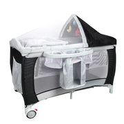 Culla per bimbo pieghevole con zanzariera 120x60x76cm lettino bimbo a due livelli regolabile Nero-Culle