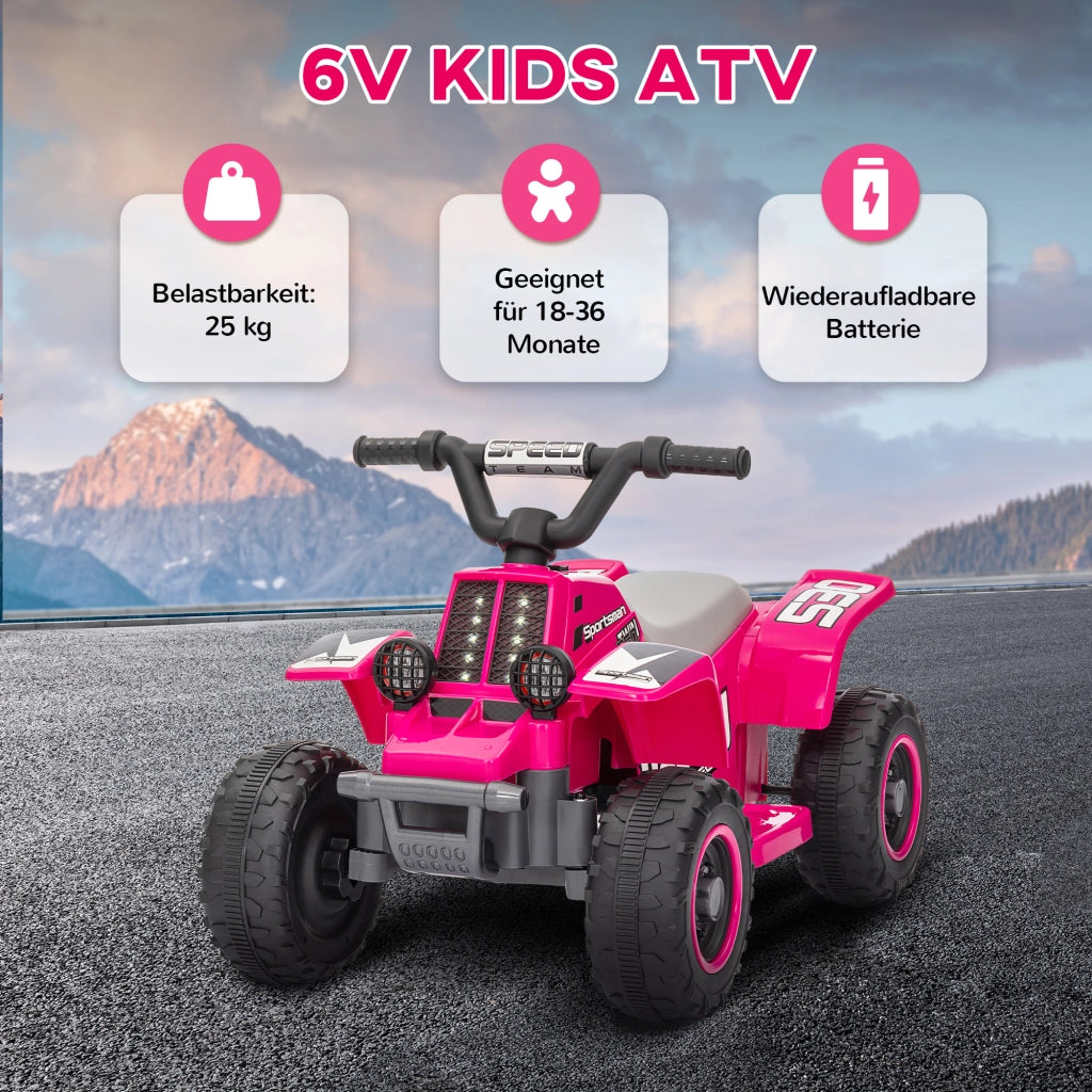 Quad Elettrico per Bambini ¨C Minimal ¨C Rosa, LED, 18-36 Mesi