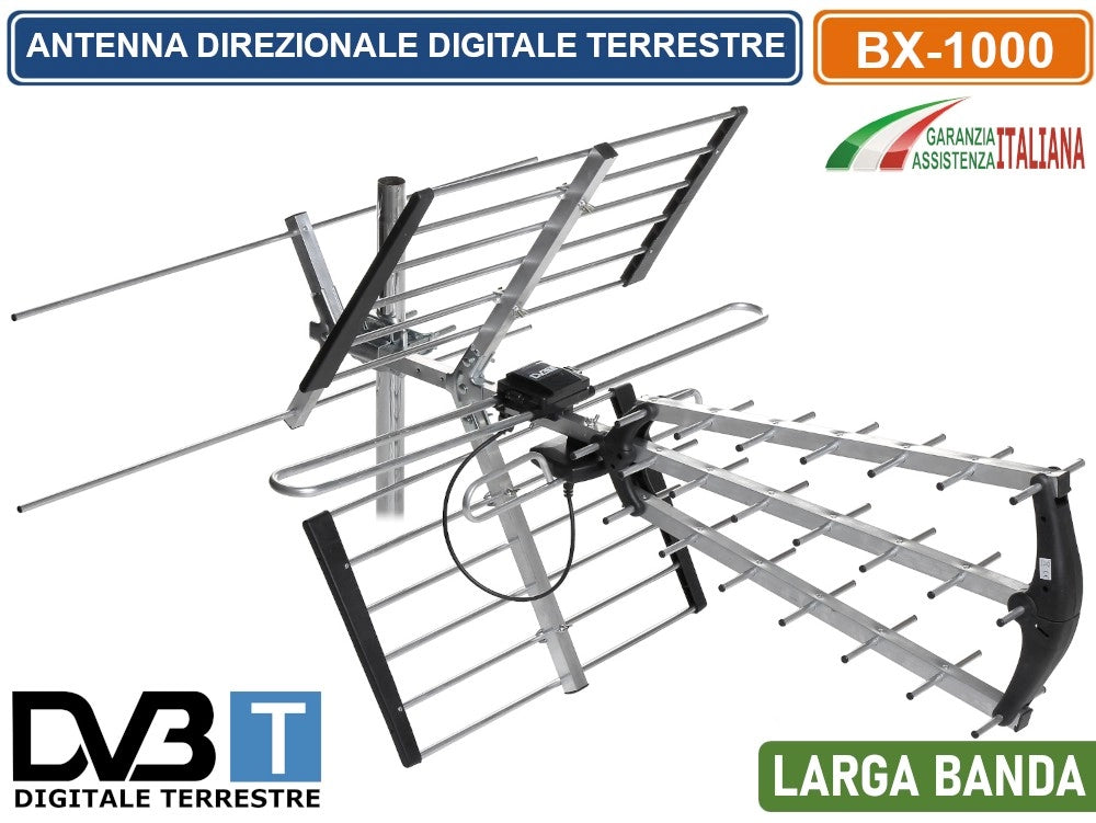 ANTENNA DIGITALE TERRESTRE DVB-T DA ESTERNO DIREZIONALE A BANDA LARGA BX-1000-OLYMPIA RED EAGLE