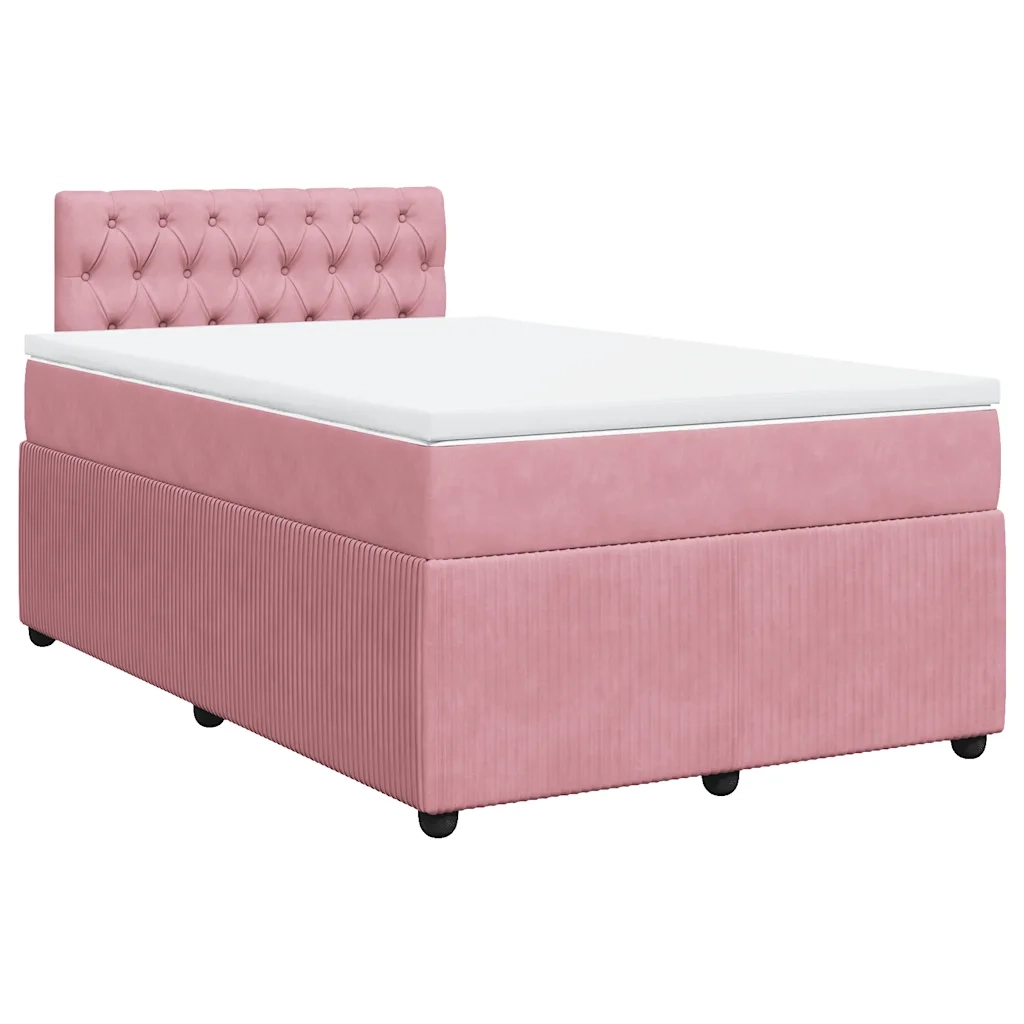 Giroletto a Molle con Materasso Rosa 120x190 cm in Velluto