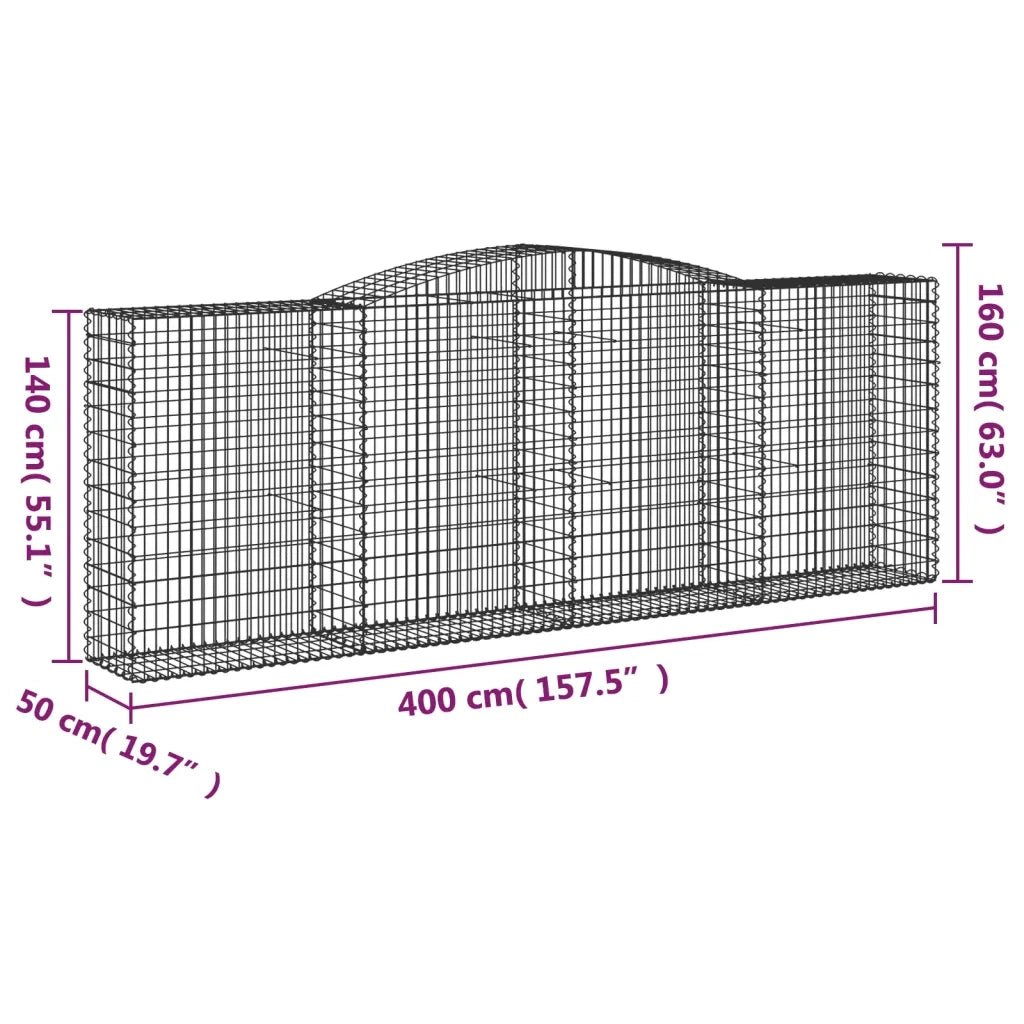Cesti Gabbioni ad Arco 7 pz 400x50x140/160 cm Ferro Zincato 3147027