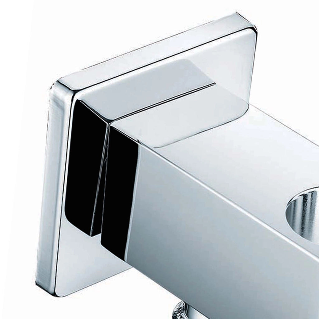 Presa d'acqua quadra in ottone con supporto doccetta