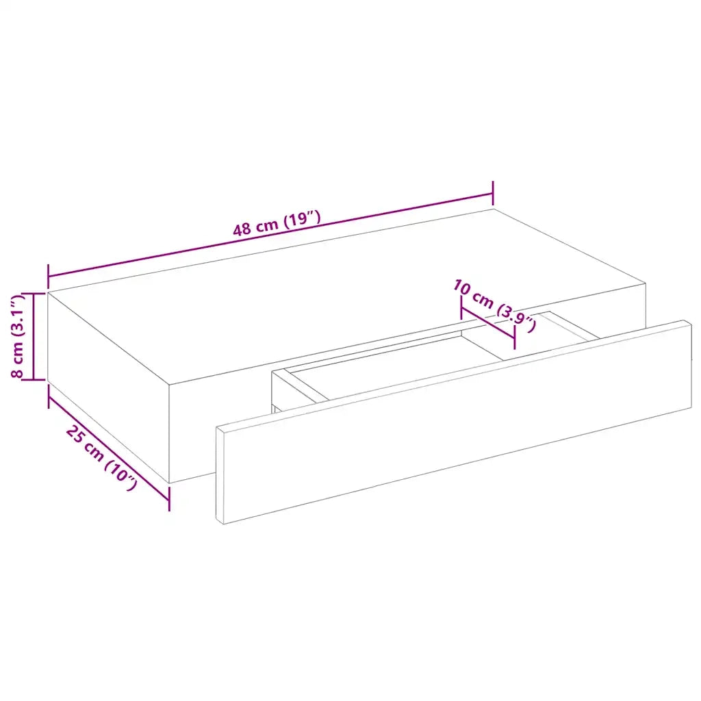 2 pz Mensole | Ripiano | Scaffale con Cassetti Bianco 48 cm