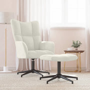 Poltrona Relax con Poggiapiedi Bianco Crema in Velluto 328115