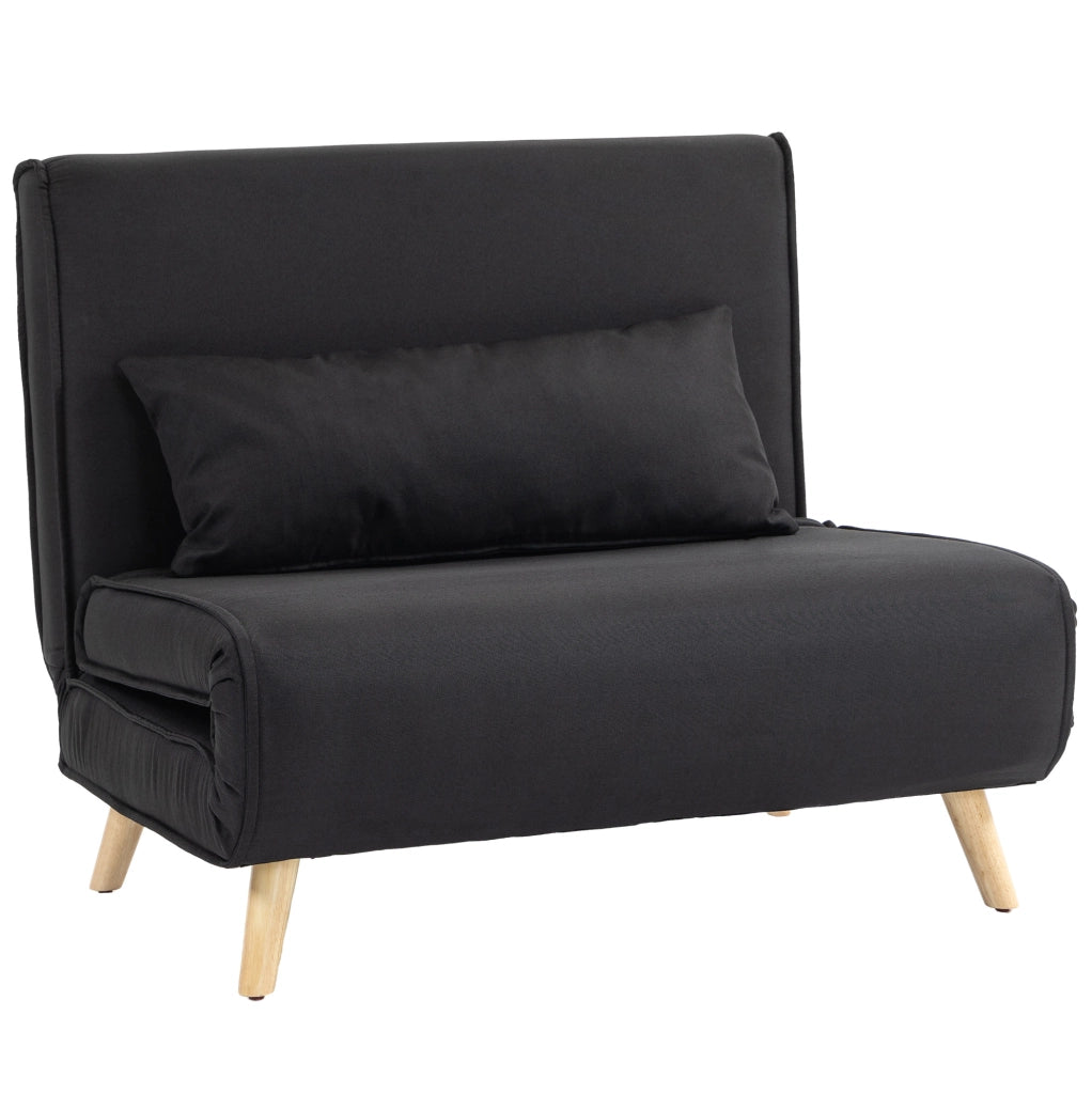 Poltrona Letto 2-in-1 con Schienale Regolabile e Cuscino Decorativo, Rivestimento in Lino, Portata 350 kg