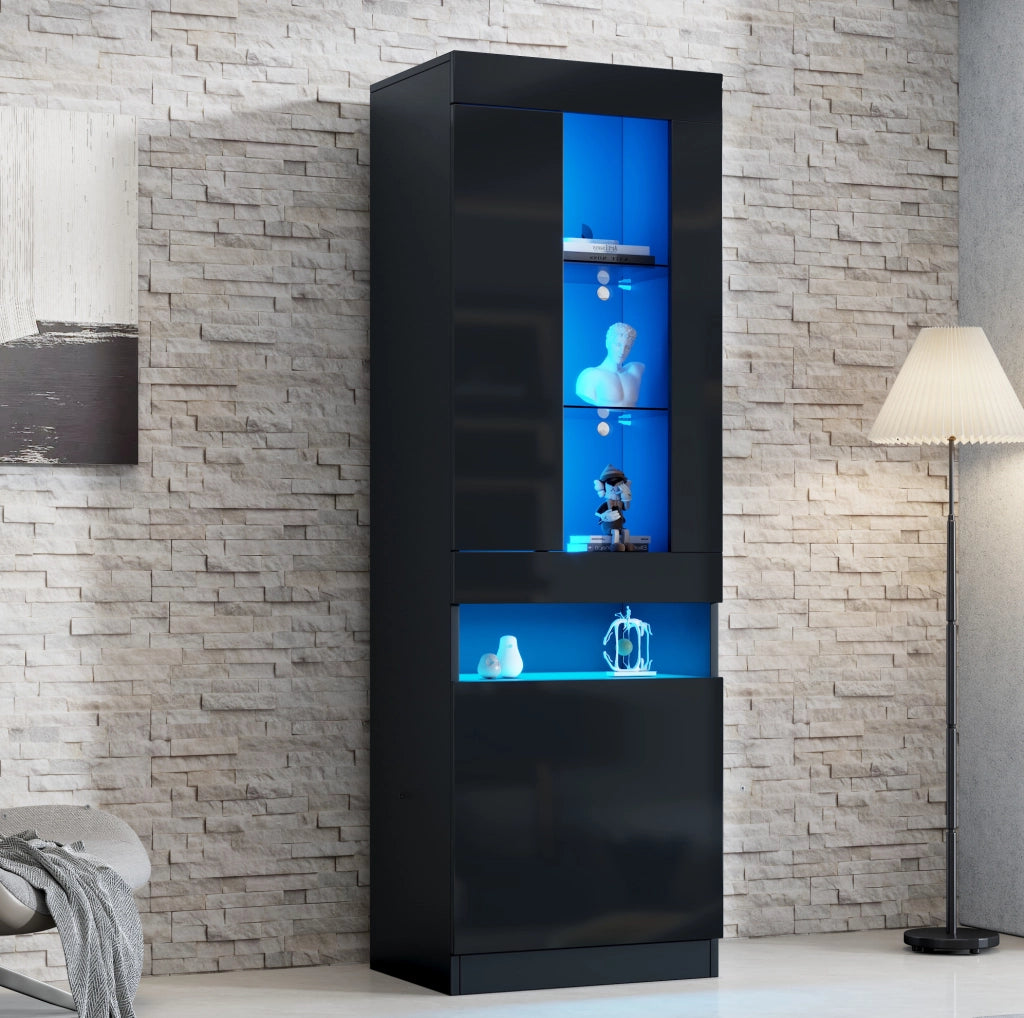 Vetrina moderna con LED e ampio spazio contenitivo