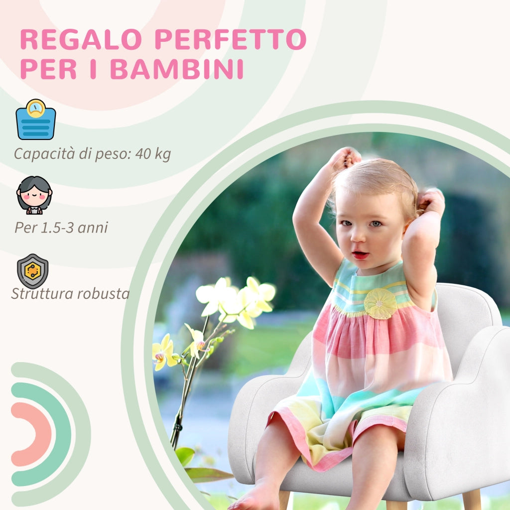 Poltrona Bambini ¨C Minimal ¨C Tessuto Bianco 46x51x55 cm