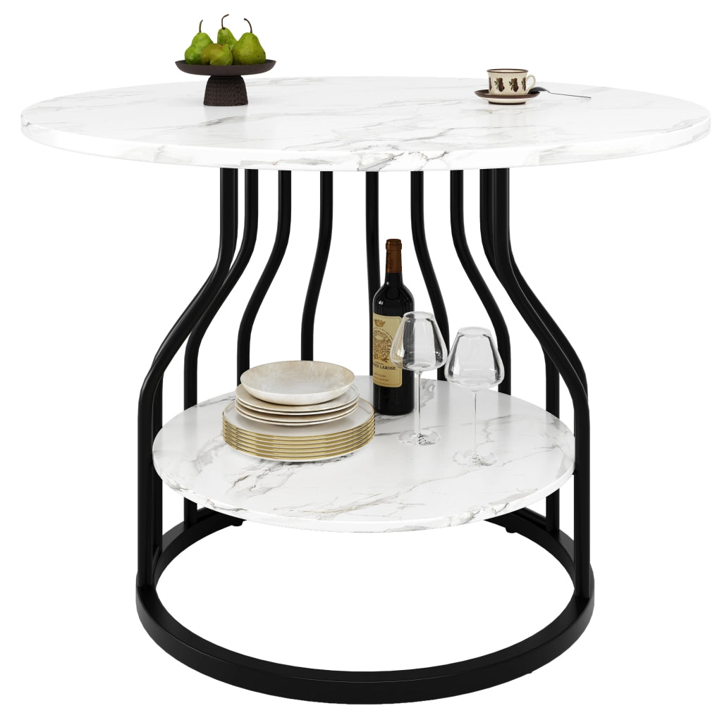 Tavolo da pranzo rotondo 80x80x76 cm nero con vano inferiore