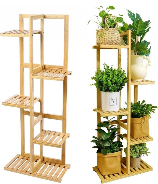 Rack per fiori multifunzionale - 6 livelli - bambù - per interni ed esterni