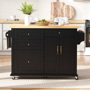 Mobile base da cucina con 2 ante piano estraibile e ruote in MDF nero naturale 107 × 45-70 × 90.5 cm