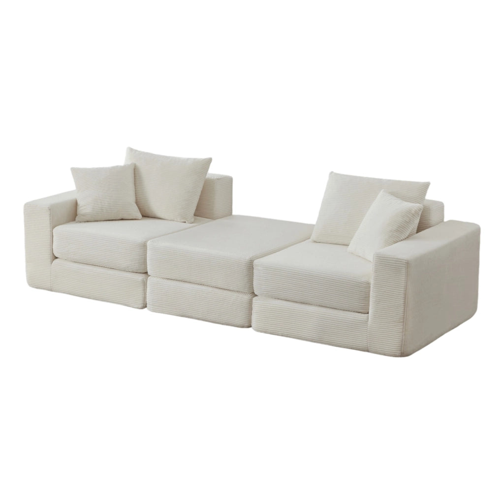 DIVANO modulare 259,5x96x80 cm bianco con base antiscivolo