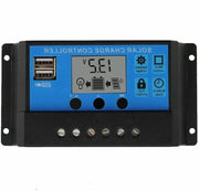 Regolatore di Carica Solare 12 V/24 V 30A PWM Display LCD Regolatore Intelligente per Sistemi di Energia Solare con Doppia USB