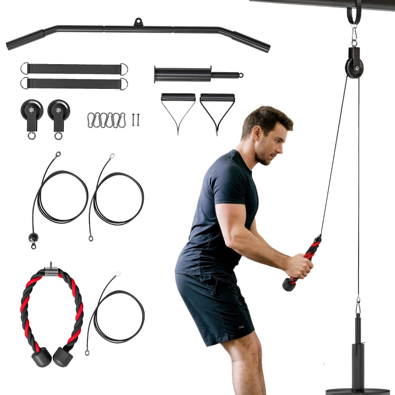 Lat machine per fitness, attrezzatura da palestra con sistema di pulegge a cavo per allenamento della forza delle braccia a casa