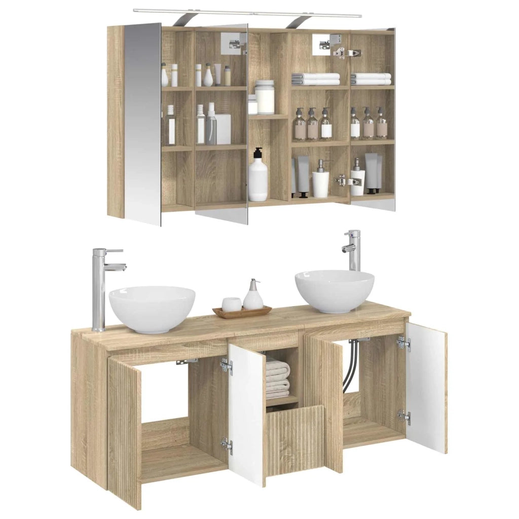 Set di Armadi da Bagno 4 pz Rovere Sonoma Legno ingegnerizzato 3406337