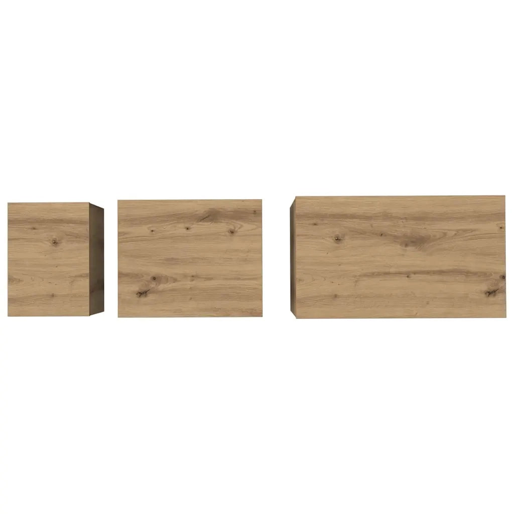 Tavolino da salotto 3 pcs Rovere artigianale Legno multistrato 883535