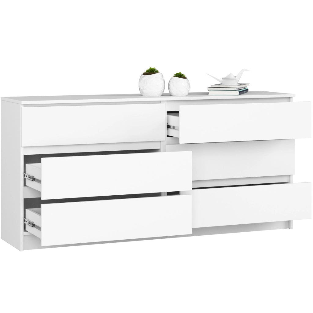 Cassettiera AKORD K160 Bianca 160 cm 6 cassetti 160x40x77 cm