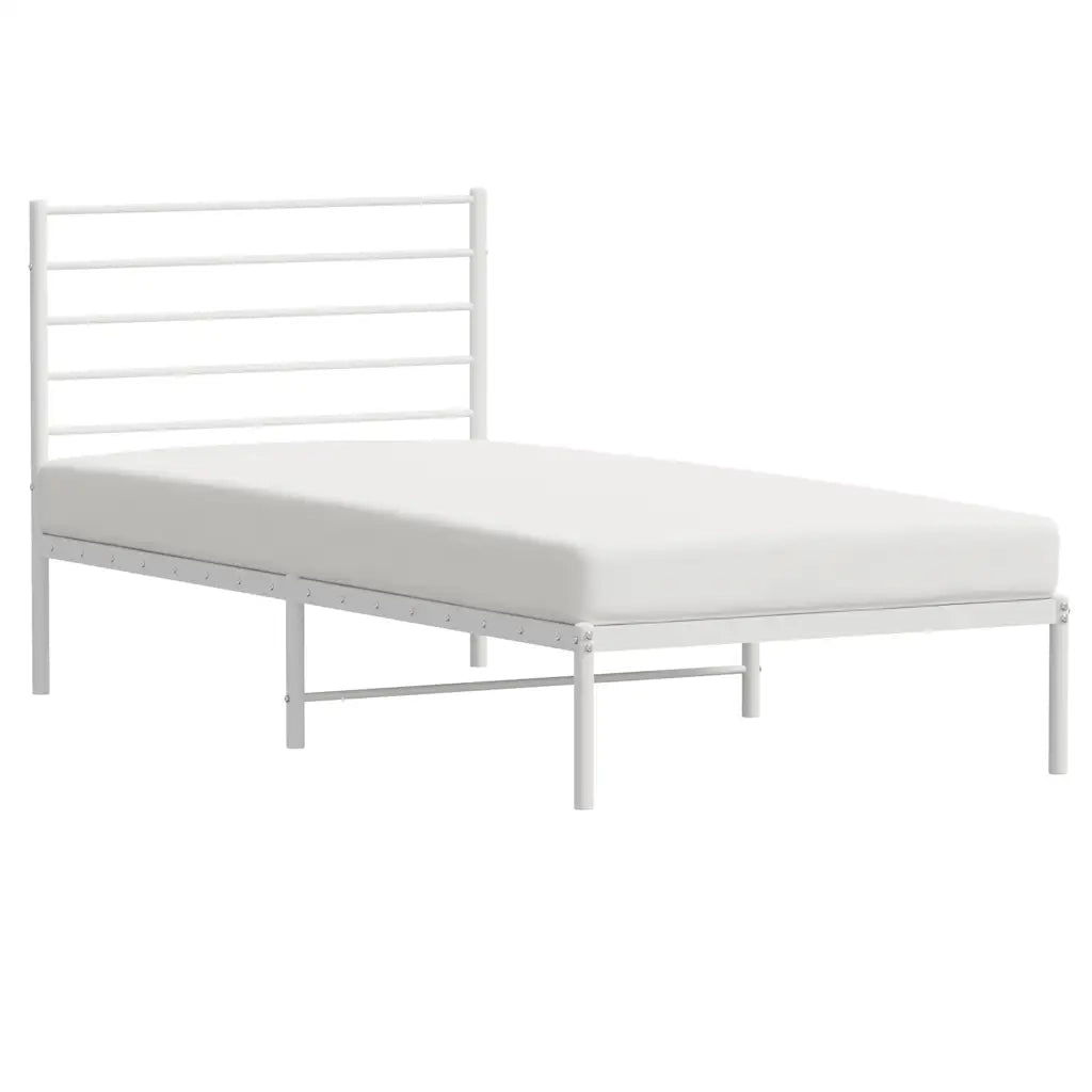 Letto singolo | Letto per adulti | Giroletto senza Materaso con Testiera Metallo Bianco 75x190 cm