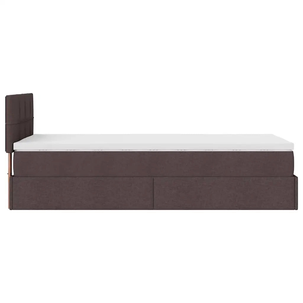 Pouf Letto con Materasso Marrone Scuro 90x200 cm in Tessuto 3311431