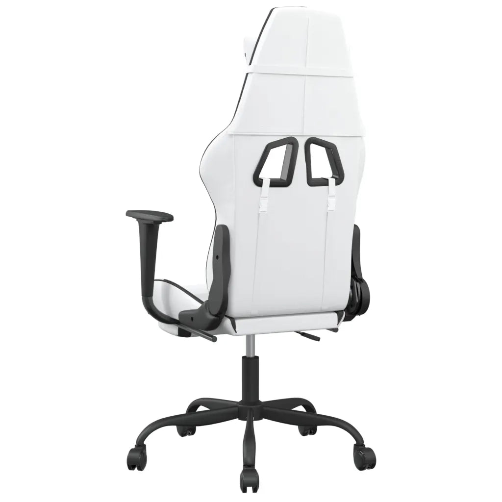 Sedia da Gaming | Sedia da e-sports con Poggiapiedi Bianco e Nero in Similpelle