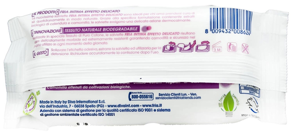 FRIA SALVIETTE UMIDIFICATE PER IGIENE INTIMA  ALLA CALENDULA 12 PEZZI