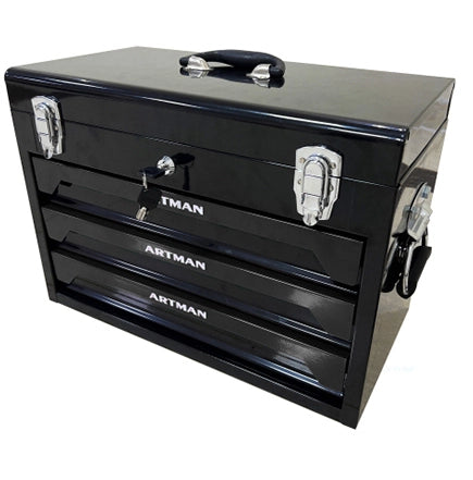 Cassetta Porta Attrezzi in Acciaio 508 mm con 3 Cassetti e Maniglia, Nero