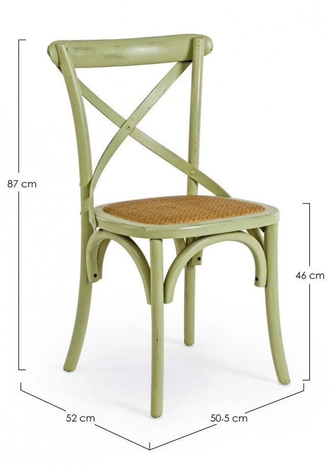 Sedia Cross Verde in Legno