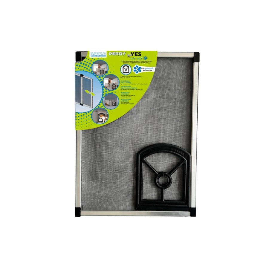 ZANZARIERA FINESTRA CON GATTAIOLA 90X65 COLOR ARGENTO BAZAR DERBY