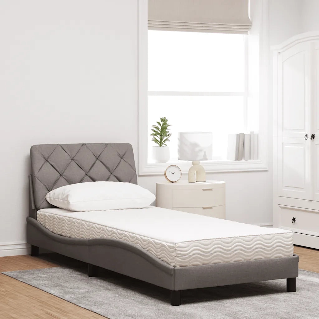 Letto con Materasso Tortora 90x190 cm in Tessuto
