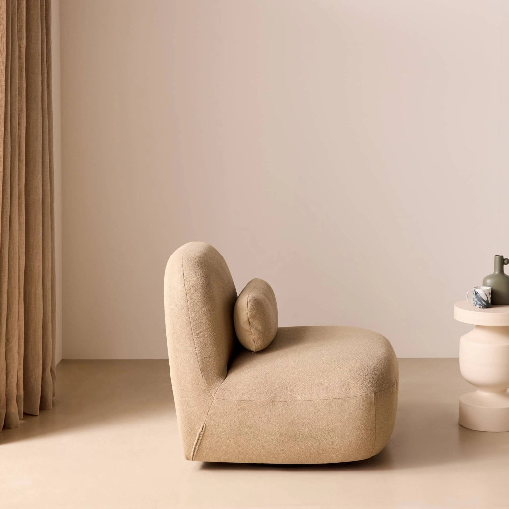 Poltrona girevole 360° bouclé, beige
