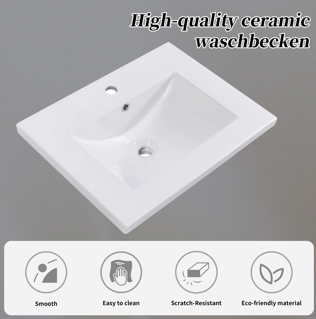 Mobile bagno con lavabo in ceramica, grigio e bianco