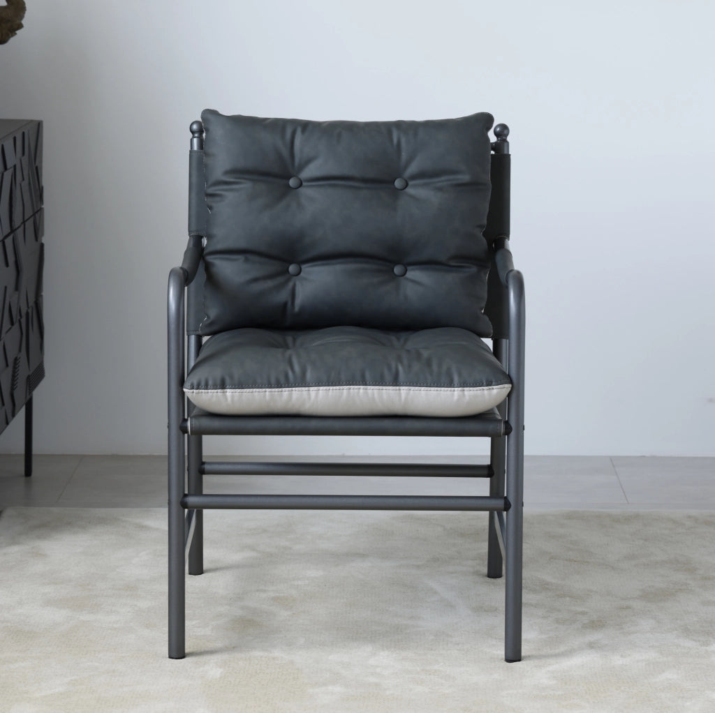 Poltrona aggiuntiva 60x62x90 cm in pelle PU nera con braccioli, stabile -