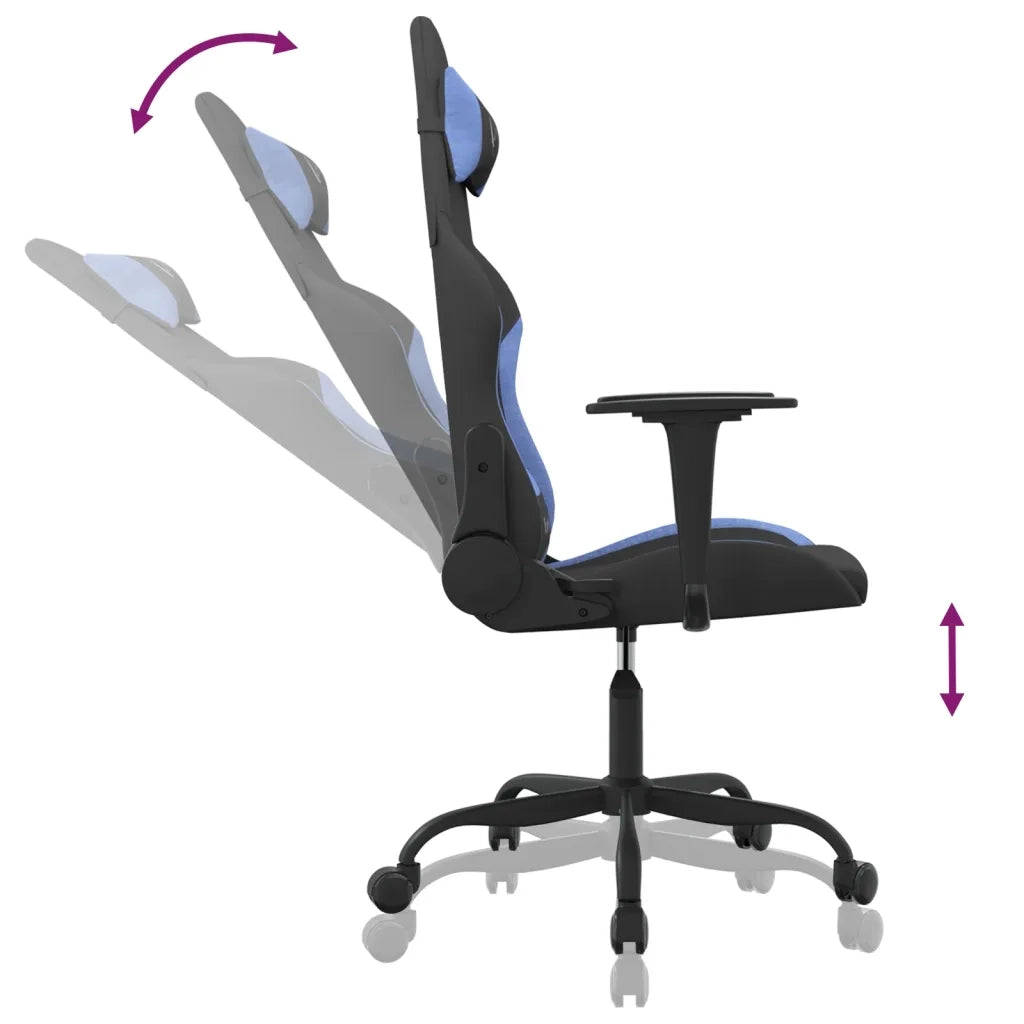 Sedia da Gaming | Sedia da e-sports Nero e Blu in Tessuto