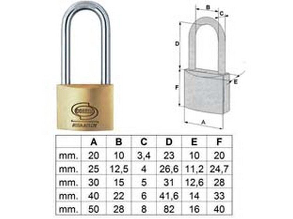 12pz lucchetto ottone arco lungo prium pl112 - mm.20 (pl1122000) cod:ferx.fer172110