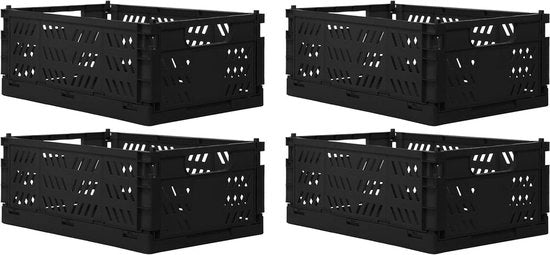 Scatola ripiegabile 35 x 23 x 14 cm - Set da 4 - Nero