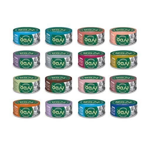 Oasy More Love cibo umido naturale per Gatti adulti. Confezione risparmio da ... size: 70grx24, flavor: TONNO GAMBERETTI